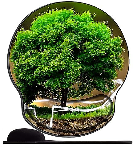 Tapis de Souris Ergonomique - Tapis de Souris Gamer avec Repose Poignet en Gel, avec Repose-Poignet Gaming Mouse Pad pour Ordinateur et Ordinateur Portable Arbres créatif Nature Vert
