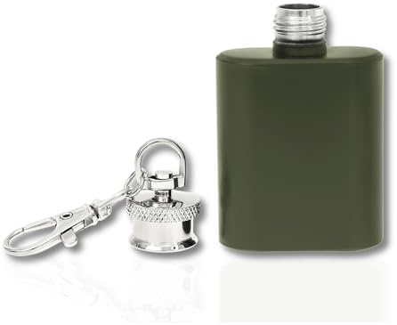 Flanacom Petaca Mini 30ml Llavero - Acero Inoxidable Antifugas para Senderismo Camping