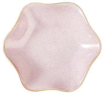 Binoster Piatto di gioielli in ceramica,vassoio per gioielli a foglia,vassoio per chiavi,piccolo anello porta piatti per gioielli piatto vassoio per comodino decorazione per tavolo (Grande Rosa)