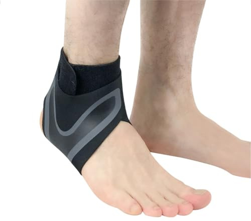 Wambere 1 Stück Sprunggelenkbandage,Einstellbar Sprunggelenkbandage Bandage Fußgelenk,Elastische Knöchelbandage,Sport Schützen Fußgelenkbandage Sportliche Knöchelorthese,Grau Rechts,XL