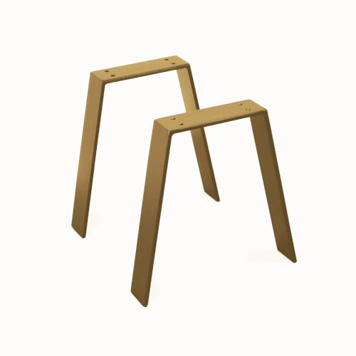 modernLOFTart Tischkufen Gold Vm 60x10 mm - Tischbeine Metall aus Flachstahl Sandgestrahlt und Pulverbeschichtet - Tischgestell Breite 40cm, Höhe 42cm - Industrial Loft