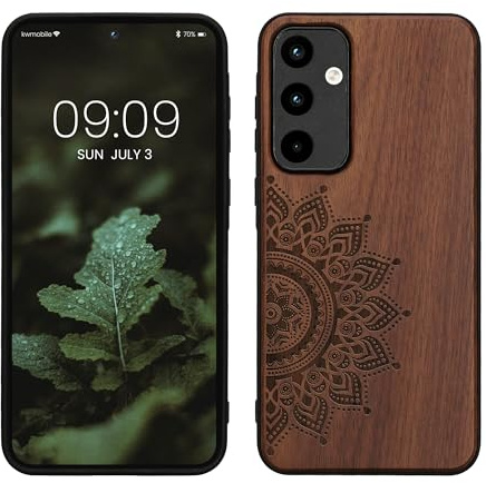 kwmobile Housse Compatible avec Samsung Galaxy A55 5G Coque - Étui de Protection Rigide Antichoc avec Cadre en TPU - Brun foncé