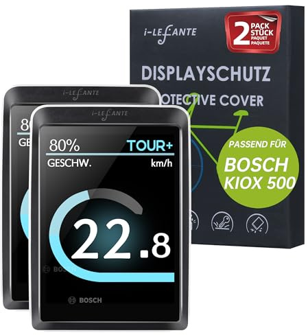 i-LEFANTE Kiox 500 (BHU3700) - Set di 2 pellicole protettive per display per e-bike, protezione trasparente Bosch Kiox 500, protezione dagli urti e dai graffi, accessori per bicicletta elettrica, set
