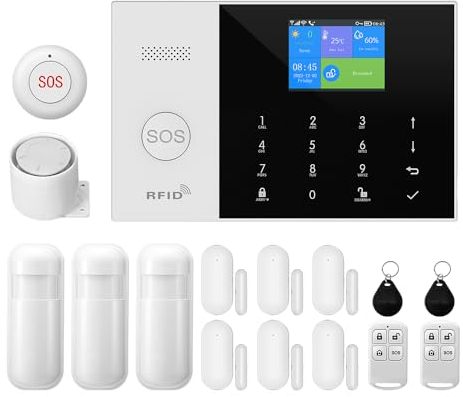 XNY 4G and WiFi Wireless Home Alarm System, 16-Piece-Kit DIY Burglar Alarm System for Home Security with App Control, Door Window Sensor, Motion Detector,Work with Google Assistant and Alexa