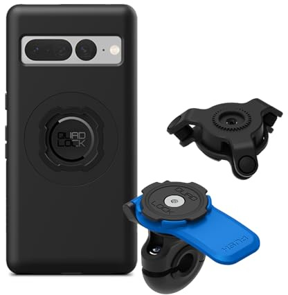 Quad Lock Motorcycle Mirror Phone Mount Kit with Vibration Dampener and Pixel 7 Pro MAG Case