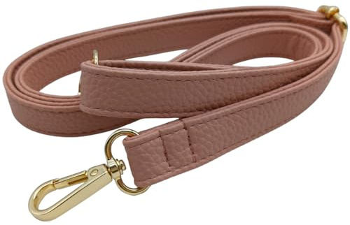 Ersättningsjusterbar axelrem PU-läder för kvinnor väska, 90–125 cm axelremsväska med guld karbinhake, väska rem för crossbody/väska, handväska, 1,9 cm, 1805 (rosa)