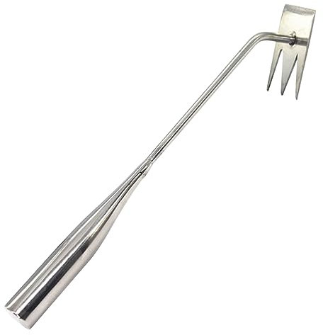 FUNOMOCYA Rastrello Manuale Per Diserbare Attrezzo Da Giardino in Acciaio Inossidabile Sarchiatore Multifunzione Punta A Forcella A V Per Rimozione Erbacce Pratico E Robusto