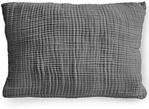 PinkZebra mussola biologica federa per cuscino 20 x 30 cm per bambini e adulti, morbida, federa per cuscino certificata GOTS, prodotta nell'UE, con cerniera, colore grigio scuro