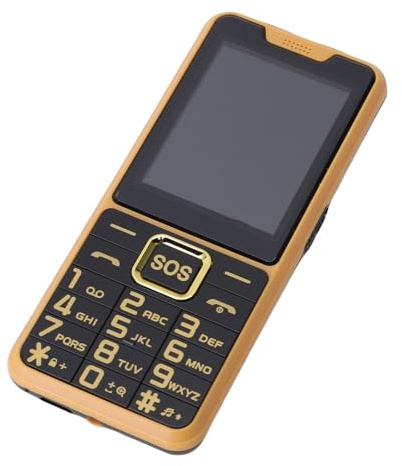 Tonysa 2.6 HD -smartphone, Stor Knapptelefon, Nödlampor och Röstmeddelande, Dual SIM Låst Upp Senior Phone med Shatterproof -skärm, 2500mAh Långt Batteri (endast GSM) (Guld)