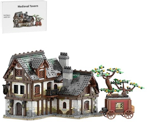 RCARTOYRTR Mittelalterliche Architektur Taverne Klemmbausteine, 3422 Stück Häuser Bausteine, Kreatives Modular Building Spielzeug und Geschenk für Erwachsene Jugendliche MOC-177601