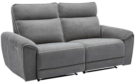Vente-unique - Canapé 3 Places Relax électrique en Tissu Gris DJARALO