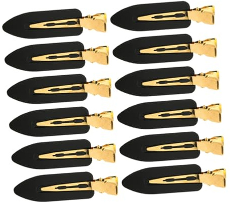 Mipcase Lot de 12 Pinces à Cheveux sans Plis Plates pour Coiffure, sans Pliage, Couleur Noir Doré, pour Femmes, Maintien Maquillage et Coiffage, Accessoires Légers sans Abîmer les Cheveux