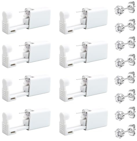 SNBUHA 8 Pezzi Pistola Orecchini, Usa e Getta Pistola per Piercing All'orecchio con Orecchio Borchie, Sterile Sicurezza, Kit de Orecchio Piercing per Ragazze, Donne e Uomini