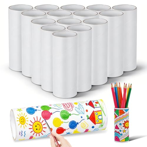 LOLIPPYY 25stücke Weiße Runde Papprollen DIY Bastelpapier Tubes Für Kreative Kunstprojekte Schulaktivitäten Halloween-Dekorationen Fördert Feinmotorik Und Teamwork