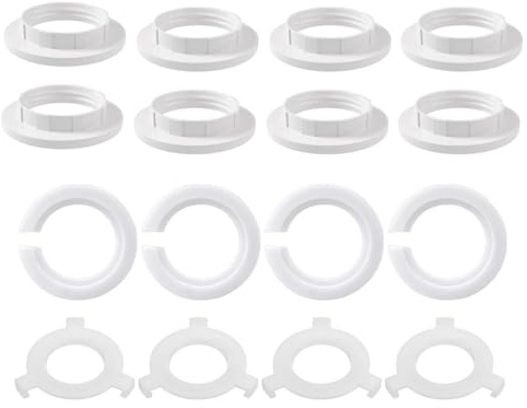 16 Pcs Light Shade Reducer Ring,E27 to E14 White Lamp Shade Adapter Ring, Plastic Lampshade Reducer Ring Converter, Socket Replacement Rings, Fitting Lampshade Washer Adaptor