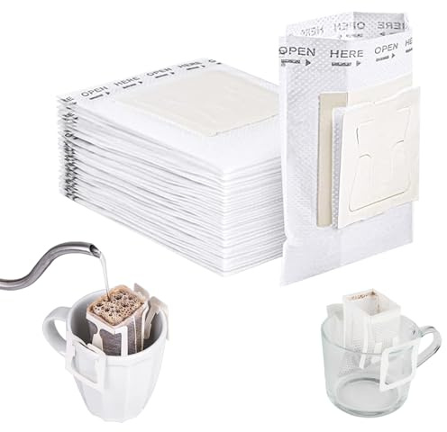 125 Stück Drip Coffee Bag Einweg,Filtertüten mit Hängenden Ohr Kaffeefilter Papier,Coffee Filter Paper für die meisten Tassen, Reisen, Camping, Zuhause, Büro