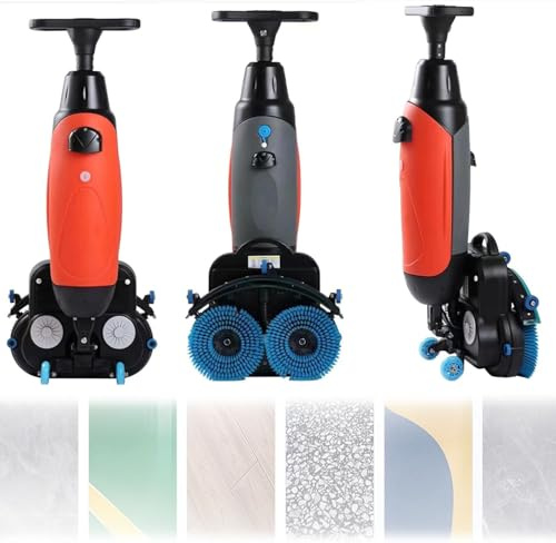 GEHPYYDS Autolaveuse compacte Professionnelle avec réservoirs séparés de 4,5 L et 7,5 L, brosses de Nettoyage motorisées de 45 cm (17,7 Pouces), sans Fil, alimentée par Batterie 36 V Red