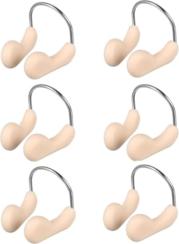 LEOUEANR 6Pcs Nose Clip Swimming, Skin-Tone Silicone and Stainless Steel Waterproof Nose Plugs for Swim Training Diving and Choking Prevention
