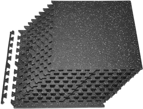 VEVOR Gym Golv Skyddande Pusselmatta Set 12 stycken 610 x 610 x 14 mm, EVA Skummattor Klinker Vita Prickar Gymnastik Kontor Träning