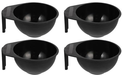 OSALADI Bol à Teinture Capillaire Poignée, Lot de 4 en Plastique, Bol Mélangeur Professionnel pour Salon et Usage Maison, Outil Coiffure Pratique pour Coloration et Mélange de Teinture