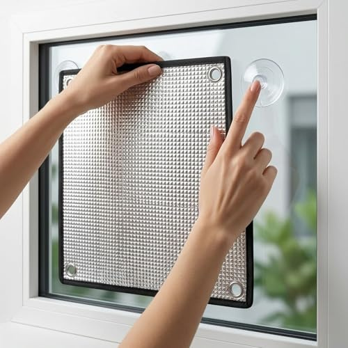 Película Reflectante Calor para Cristales, Aislante Térmico Aluminio Anti UV, Protector Solar con Ventosas Sin Pegamento, Privacidad Opaca Total Hogar Oficina Balcón(Black,40x180cm)