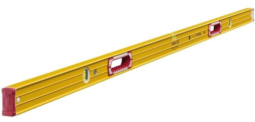 STABILA Wasserwaage Type 196-2, 183 cm, extrasteifes Alu-Profil, 1 Horizontal-Libelle, 2 Vertikal-Libellen, 2 Handgriffe, stoßdämpfende Endkappen, integrierte Rutsch-Stopper, Made in Germany