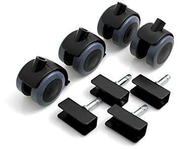 Design61 Universal Möbelrollen mit U-Aufnahme 22mm Gummirollen Lenkrollen Laufrollen Bodenschutz Rollen mit Feststeller Plattenschuhe mit Stift 4 Stück