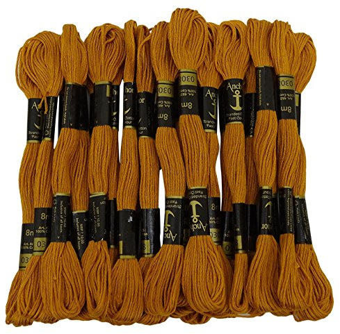 ANCHOR Hand Cross Stitch Stranded Baumwolle Stickgarn Floss Packung mit 25 Skeins-Senf-Gelb