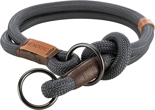 TRIXIE Zug-Stopp-Hundehalsband Gr. L–XL, 55 cm/ø 13 mm – dunkelgrau/braun | Bequem, robust und elegant im skandinavischen Design – angenehmer, sicherer und weicher Sitz im Alltag – Be Nordic