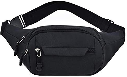 Bumbag Waist Bag, Waterproof 4 Zip Pockets Fanny Pack Waistpacks, Black