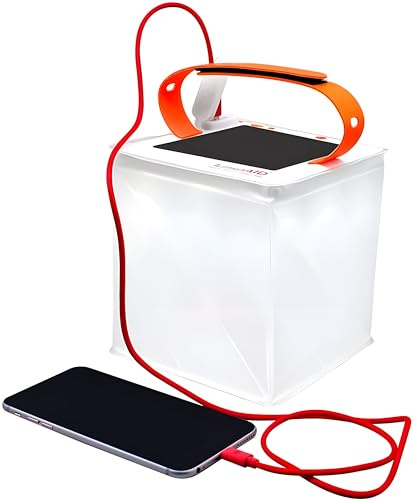 LuminAID Titan 2-in-1 Solar Camping Lantern and Phone Charger - Inflatable LED Lamp for Camping, Hiking and Travel - Emergency Light for Power Outages, Hurricane, Survival Kits,Red