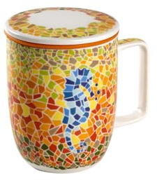 TEA SHOP - Taza de Té o Infusiones con filtro, infusor y tapa - Taza Harmony Caballito - Fabricada en Porcelana con diseño exclusivo y original