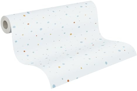 A.S. Création 381162 Little Love Papier peint sans PVC pour chambre d'enfant Motif à pois Bleu/blanc/jaune/orange satiné