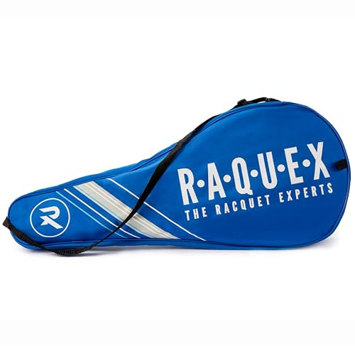 Raquex Tennis Racket Bag – Blue or Black - Tennis Racket Cover Bag, Squash & Badminton Racquet Bag for 2 Racquets & Accessories with Shoulder Strap (Blue)