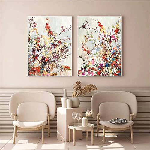 Sarah Duke 2er Poster Set, Premium Aesthetic Bilder Wandbilder, Öl auf Leinwand Blumen Leinwandbilder, Ohne Rahmen, Wandposter Moderne Bilder Wohnzimmer Schlafzimmer (30x40cm)