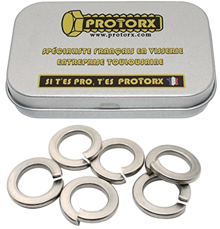 Rondelles Ressort Grower M5 : Boite 30 Pcs Visserie Inox | Rondelle Autobloquante pour Vis Boulon Ecrou | Rondelle de Blocage Fendue Acier A4 Anti-Rouille Extérieur | Boite Rangement Vis PROTORX