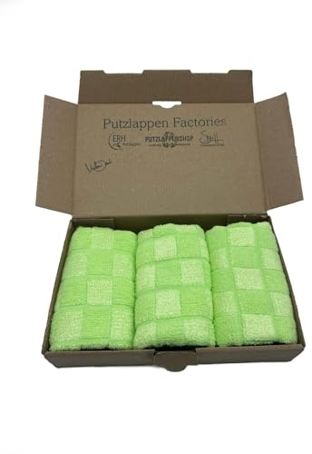 Generisch Nachhaltiges Reinigungstuch Bambus 3er Set, 40x40cm, grün, 50% Bambusfaser/50% Mikrofaser, ökologischer Putzlappen für den Haushalt