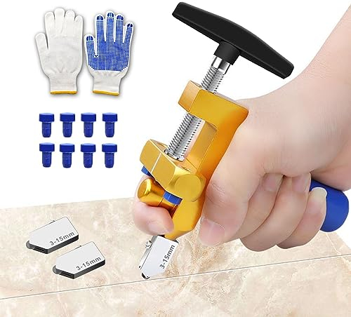 Manuell Fliesenschneider Glasschneider Tile Glass Cutting Tool 2 in 1 Schneidwerkzeug mit 3 Wolframstahlklinge, 8 Kontakte Füße für Heim DIY Fensterglas, Spiegel, Fliesen, Glasierte Fliesen