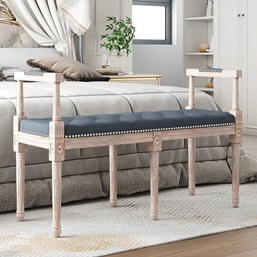 CIADAZ Sitzbank, Flur Möbel, Sitzbank Esszimmer, Bettbank, Flur Deko, Sitzhocker, Truhenbank, Truhenbank, Schlafzimmer Möbel, Dunkelgrau 110x40x70 cm Samt