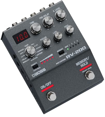 BOSS RV-200 Reverb | Hochwertiger Reverb in einem kompakten Effektpedal der BOSS 200-Serie für Gitarre & andere Instrumente | 12 Reverb-Typen inklusive Arpverb | 127 User-Speicherplätze