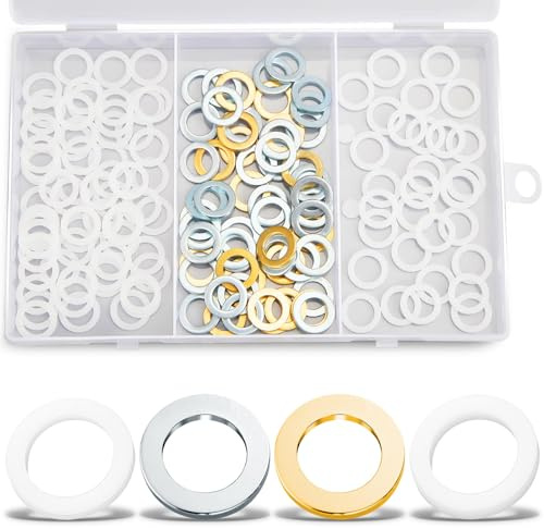 140 Stück Fitschenringe Zimmertüren Set Unterlegscheiben Türscharnier 10,2 mm X 15 mm Montageringe Ohne Abriebspuren Massivem Messing, Verzinkt, Kunststoff, 50pcs 1mm & 30pcs 2mm & 60pcs 1,8mm