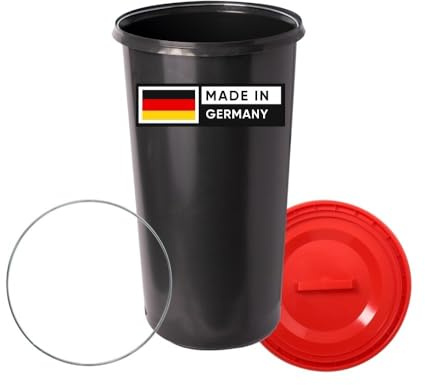TOPANBIETER 999 Topanbieter999 60 Liter Mülleimer Sack-Ständer Gelber Sack Eimer Müllsackständer mit rotem Deckel - Ring