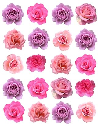 40 EDIBLE Precut Cake Topper FLOWER Decorations For Cakes Cupcakes Cookies Biscuits Cakepops