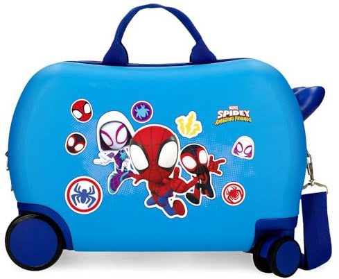 Marvel Spiderman Go Webs go Valigia per Bambini Blu Rigida ABS Chiusura a combinazione Laterale 4 Ruote Bagaglio a Mano, blu, Valigia per bambini 20