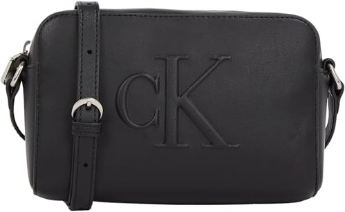 Calvin Klein Damen Umhängetasche Sculpted Camera Bag mit Logo, Schwarz (Black), Einheitsgröße