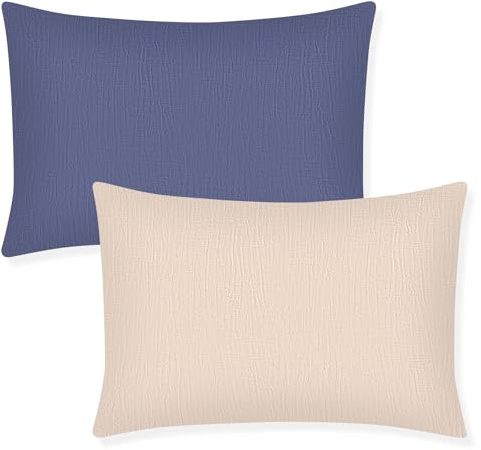 Winmany Småbarn bomull muslin örngott baby flicka pojke kuddfodral resa kudde kuddfodral med kuvert design barnsäng tillbehör passar för 33 cm x 45 cm 35 cm x 48 cm 30 cm x 40 cm kudde (marinblå+kaki)