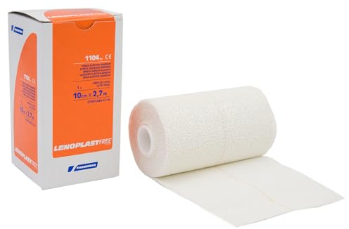 LENOPLAST BENDA ELASTOADESIVA - Benda Elastica Adesiva, Bordi Morbidi e Materiale Adesivo Poroso, Riga Centrale Gialla (altezza cm 10)