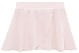 Lilax Girls Ballet Skirt Chiffon Wrap/Pull-On Dance Skirt (Adjustable Pink, 7-9 Years)