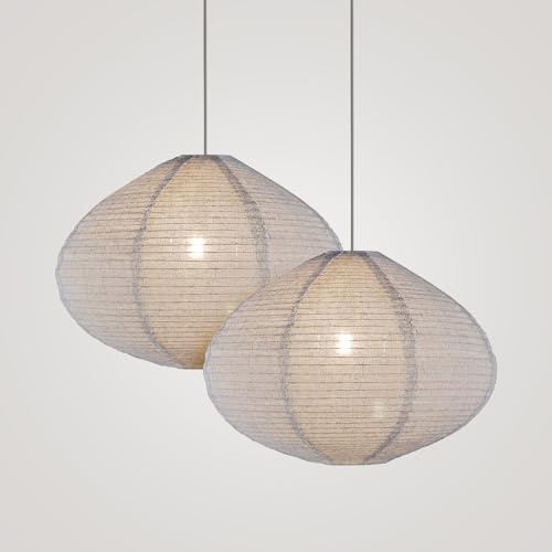 HKHDEECO 2PCS 16 Linen Pendant Light Shades – Handmade Fabric Lantern Covers, Japandi & Rustic Style Lighting for Small Apartments, Entryway, Reading Corners, Warm Minimalist Home Gift