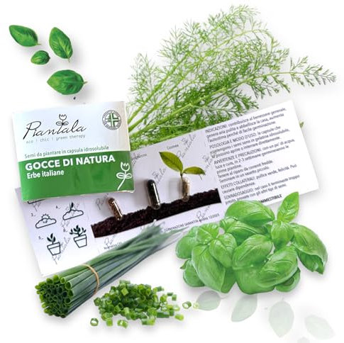 KIT SEMI PIANTABILI in BLISTER da 3 capsule (ERBE ITALIANE: basilico, aneto, erba cipollina)